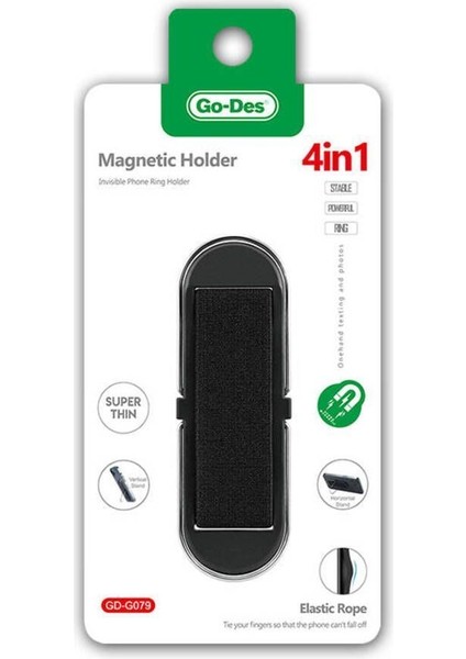 Manyetik telefon yüzük tutucu, standlı, 4'ü bir arada, siyah renk indirimleri