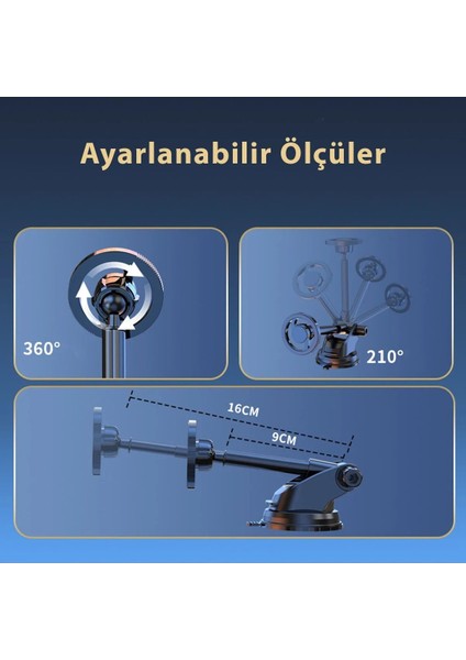 Ayarlanabilir Manyetik Araç Tutucu, Siyah, Pratik ve Güvenli Telefon Tutucu modelleri