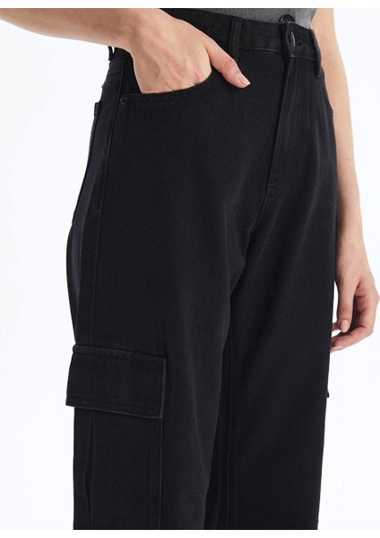 Kargo Cep Jeans Pantolon Siyah