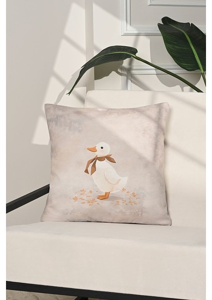 Autumn Duck Çizimli Sevimli Ördek Kırlent Kılıfı – 43X43CM