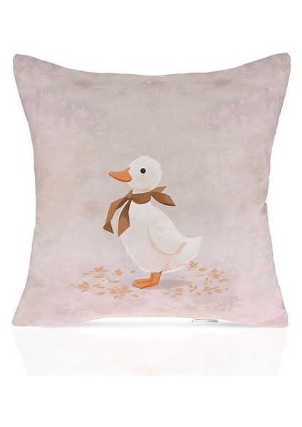 Autumn Duck Çizimli Sevimli Ördek Kırlent Kılıfı – 43X43CM