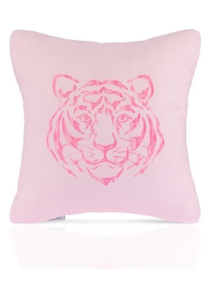 Pink Roar Soyut Kaplan Baş Desenli Kırlent Kılıfı – 43X43CM fiyatları