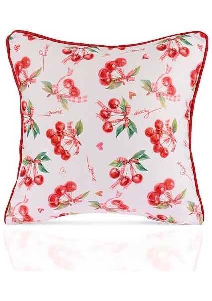 Cherry Crush Romantik Kiraz Desenli Kırlent Kılıfı – 43X43CM fiyatları