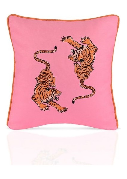 Neon Jungle Kaplan Desenli Pembe Kırlent Kılıfı – 43X43CM fiyatları