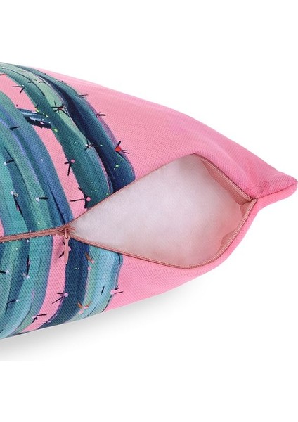 Blooming Cactus Çiçekli Kaktüs Illüstrasyonlu Kırlent Kılıfı – 43X43CM modelleri