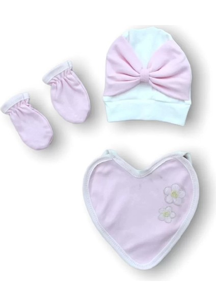 Baharın Çiçekli Kalbi Nakışlı 5li Zıbın Takımı Hastane Çıkışı Pembe modelleri