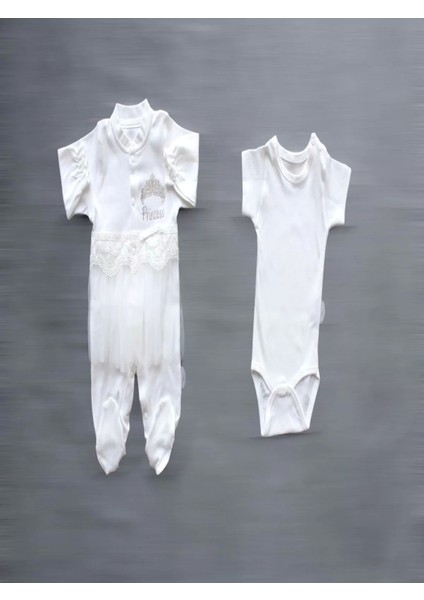 Taçlı Prensesim Nakışlı 10LU Zıbın Takımı Hastane Çıkışı Ekru fiyatları