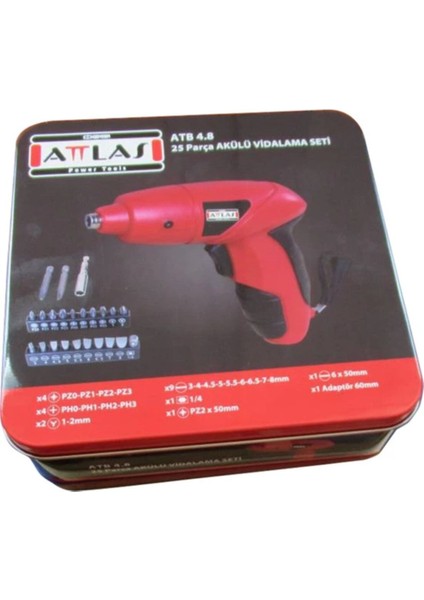 Tek Akü Atb 3.6 Li-Ion Akülü Vidalama 25 Parça (Metal Kutu) 2 Yıl Li-Ion Akülü Vidalamalar 1.0 - 1. fırsatları
