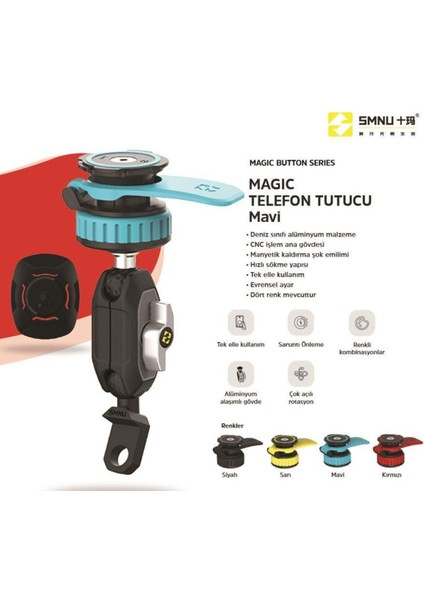 Mavi Şık Ayna Bağlantılı Telefon Tutucu, Mıknatıslı ve Estetik Tasarım