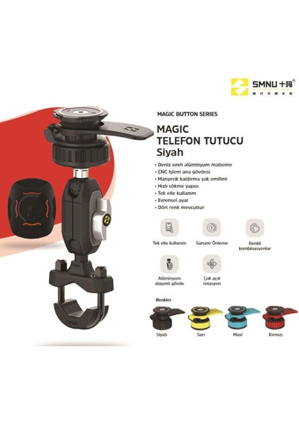 Şık ve pratik telefon tutucu, bisiklet gidonuna uyum sağlar, siyah renkli