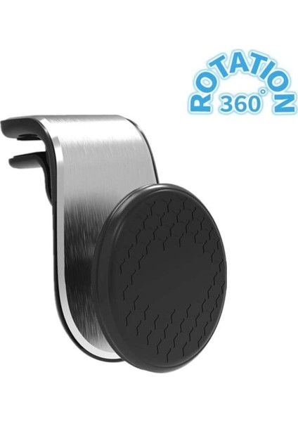 360 Derece Dönen Metalik Renkli Araç Telefon Tutucu, Çok Fonksiyonlu, Havalandırmalı