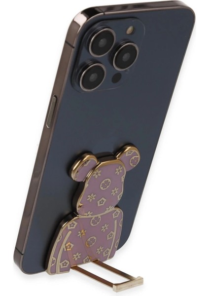 Sevimli Pembe Ayıcık Desenli Astro Stand ile Renkli Dekoratif Telefon Tutucu modelleri