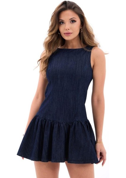 AYDOGANTICARET44 7460 Kot Elbise-Mavi