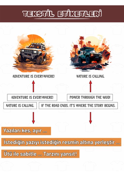 Ütü ile Yapışan Kıyafet Etiketi Off-Road 4lü Set