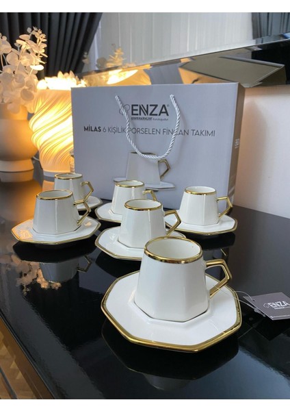 6'lı beyaz porselen kahve fincanı seti, 90ml, şık ve kullanışlı tasarım fiyatları