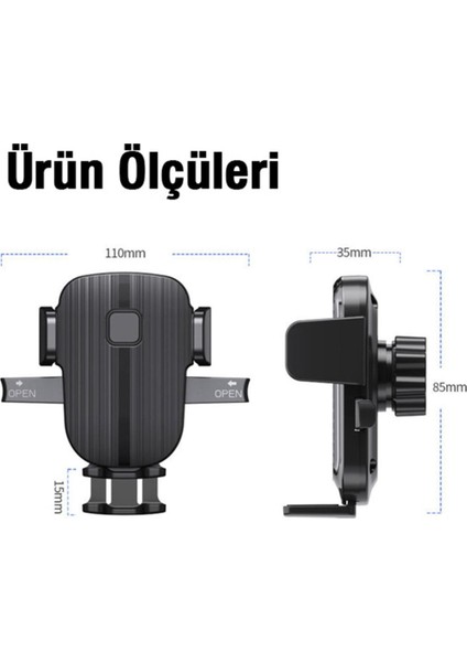 B073 Araç Içi Havalandırma Telefon Tutucu Siyah