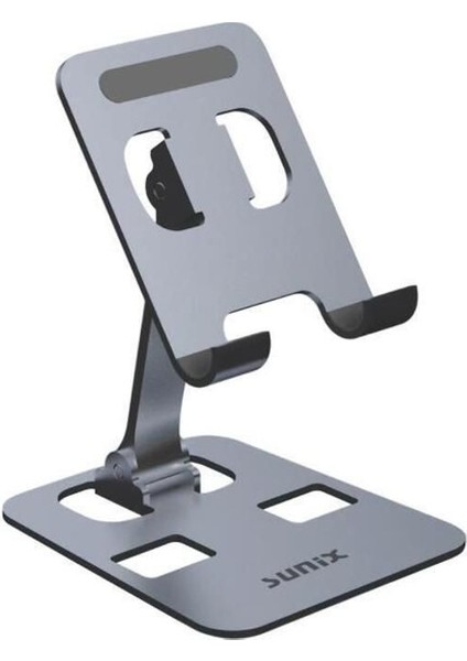 Katlanabilir Metal Telefon ve Tablet Tutucu, Gri, Şık ve Kullanışlı Stand