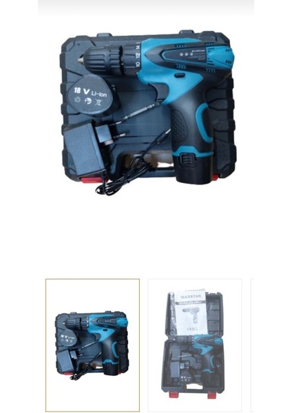 Maxstar 18V Çift Akülü Şarjlı Çift Akülü Darbesiz Şarjlı Matkap 18V
