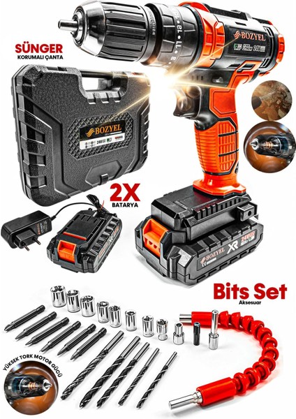 Extreme Darbeli Metal Şanzuman 9998PROX Çift Akülü Vidalama Çanta Matkap Bit Takım fiyatları