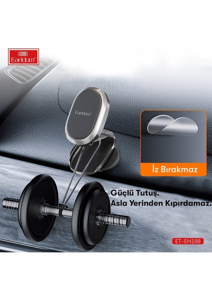 360° Ayarlanabilir Manyetik Telefon Tutucu, Siyah, Torkido Üstü, Şık ve Güçlü Tasarım fırsatları