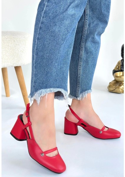 Jecci Kırmızı Cilt Topuklu Ayakkabı fiyatları