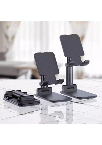 Gri Katlanabilir Çok Amaçlı Masaüstü Tutucu, Şık ve Pratik Tasarım