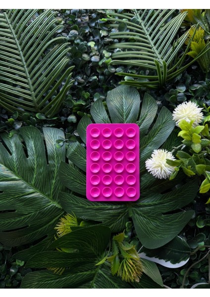 Pembe Silikon Vantuzlu Telefon Tutucu, Güçlü ve Kaymaz Yapışkanlı, Akrobat Tasarım