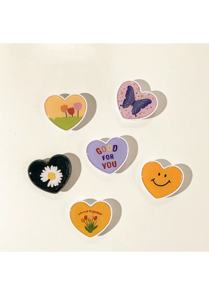 Sevimli desenli, yapışkanlı, pratik ve şık telefon tutucu, pembe renk, kelebek tasarım modelleri