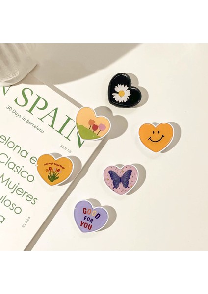 Sevimli desenli, yapışkanlı, pratik ve şık telefon tutucu, pembe renk, kelebek tasarım fırsatları