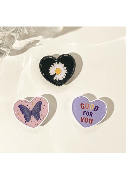 Sevimli desenli, yapışkanlı, pratik ve şık telefon tutucu, pembe renk, kelebek tasarım indirimleri