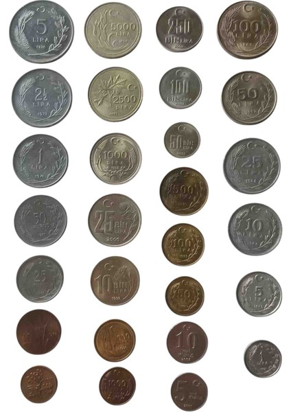 Türk Lirası 28 Adet Nostalji Koleksiyon Madeni Para. Koleksiyon Başlangıç Seti.