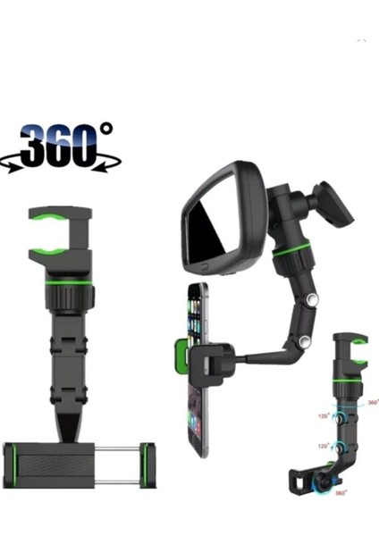 360° Döner Telefon Tutucu, Siyah, Güçlü ve Şık Tasarım, 1 Yıl Garanti