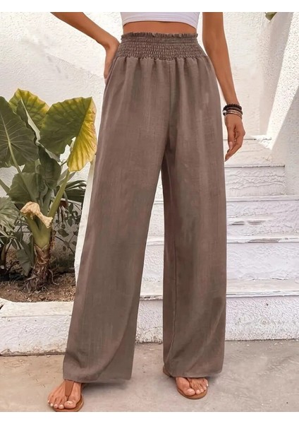 Kadın Yüksek Bel Lastikli Ithal Krep Pantolon fiyatları