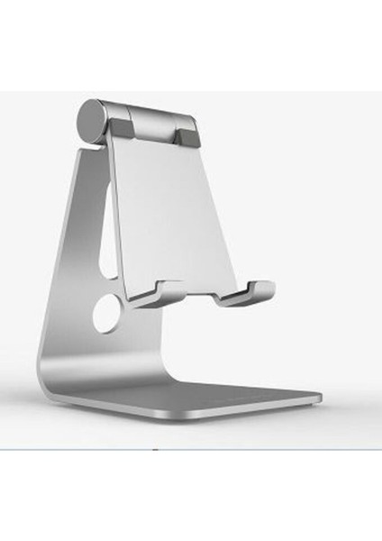 Ayarlanabilir Metal Telefon ve Tablet Standı, Şık Gri Tasarım, Masaüstü Dock, Telefon Tutucu