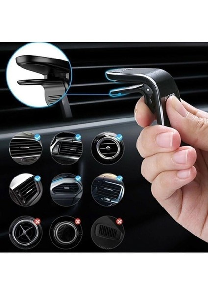 Siyah Mıknatıslı Araç İçi Telefon Tutucu, Fiat Fiorino Uyumlu, Pratik ve Güvenli Kullanım