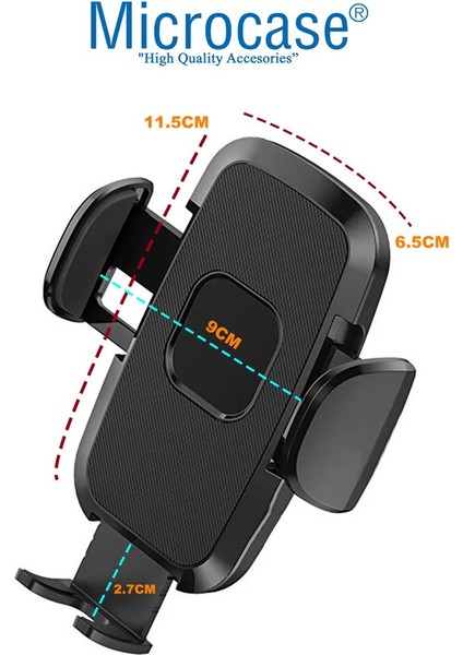 Araç içi vantuzlu telefon tutucu, 360° hareketli, mıknatıslı, şık siyah renk indirimleri