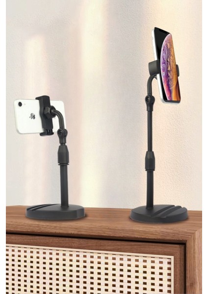 Şık Siyah Masa Üstü Tablet ve Telefon Tutucu Plastik Aparat