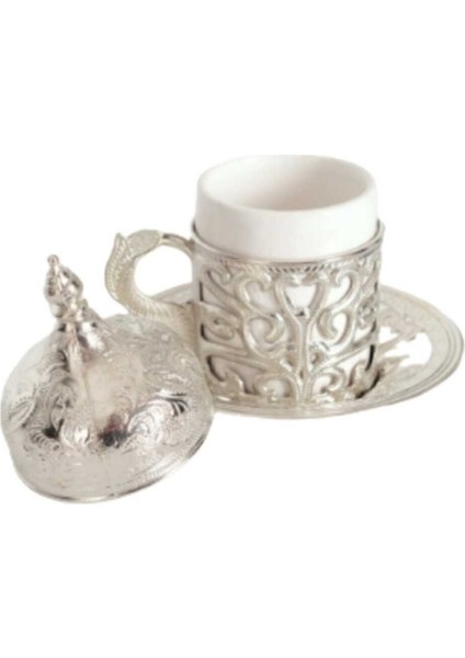 6 kişilik bakır ve gümüş desenli şık kahve fincan takımı, 90 ml, 6 parça indirimleri