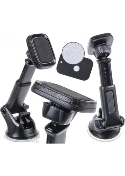Güçlü manyetik araç içi telefon tutucu, ön cam ve torpido uyumu, siyah renk