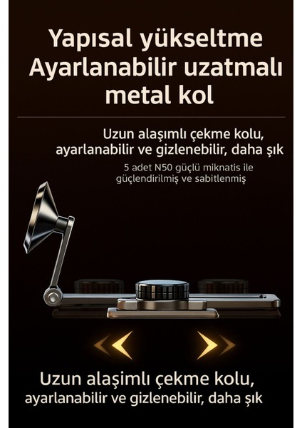 Raylı manyetik telefon tutucu, ev, ofis ve araç için katlanabilir ve güçlü, gri renk modelleri