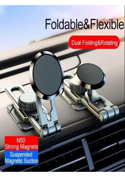 Raylı manyetik telefon tutucu, ev, ofis ve araç için katlanabilir ve güçlü, gri renk indirimleri