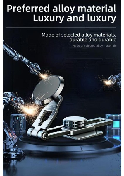 Raylı manyetik telefon tutucu, ev, ofis ve araç için katlanabilir ve güçlü, gri renk