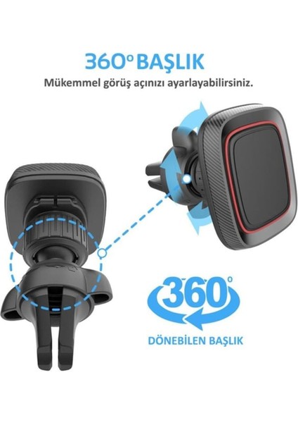 Güçlü mıknatıslı araç içi havalandırma telefonu tutucu, şık siyah renk, 2 yıl garanti fiyatları
