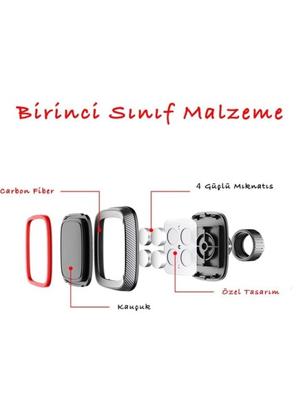 Güçlü mıknatıslı araç içi havalandırma telefonu tutucu, şık siyah renk, 2 yıl garanti modelleri