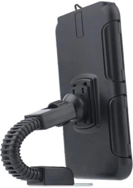 Su geçirmez, dokunmatik ekranlı, şarj girişli siyah motosiklet telefon tutucu