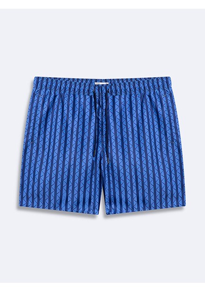 Erkek Desenli Regular Koyu Mavı Deniz Şort