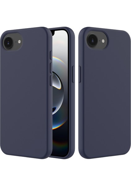 iPhone 16E Kılıfı Için Düşmeye Dayanıklı Sıvı Silikon Yumuşak Astarlı Arka Telefon Kılıfı-Gece Yarısı Mavisi (Yurt Dışından)