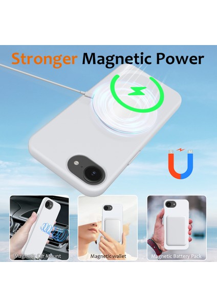 iPhone 16E Kılıfı Için Magsafe Anti-Düşme Sıvı Silikon Telefon Kılıfı ile Uyumlu-Beyaz (Yurt Dışından) modelleri