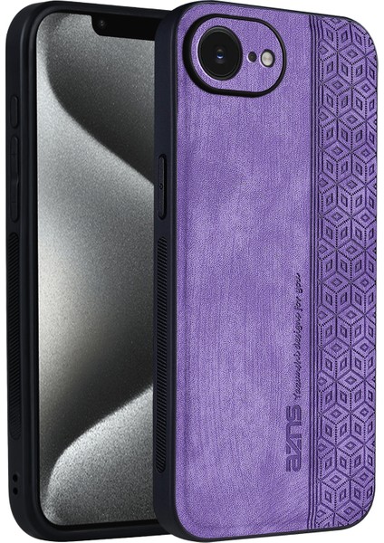 Azns iPhone 16E Kılıf Koruyucu Pu Deri Kaplı Tpu Telefon Kabuğu-Mor (Yurt Dışından)