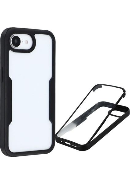 iPhone 16E Kılıfı Akrilik+Tpu Şeffaf Telefon Kılıfı Pet Ekran Filmi-Siyah (Yurt Dışından)